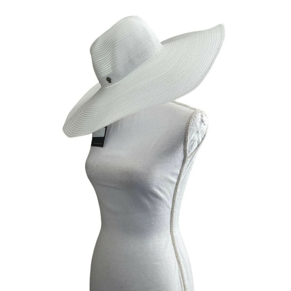 Tommy Bahama Womens Sunhat NEW White Silver Floppy Packable Hat Runs Small #HT1